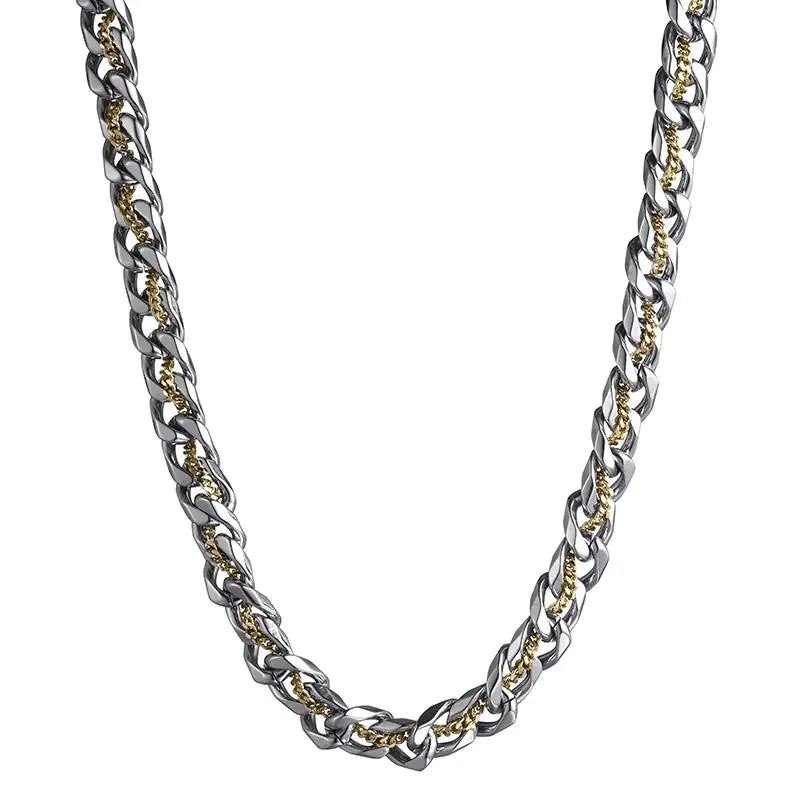 Titanium Steel Gold Cuban Necklace for Men - Trendy Design