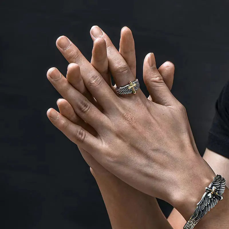 Vintage Cross Wing Rings for Men and Women