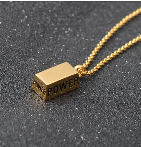 Trendy Gold Brick Pendant Necklace for Men and Women