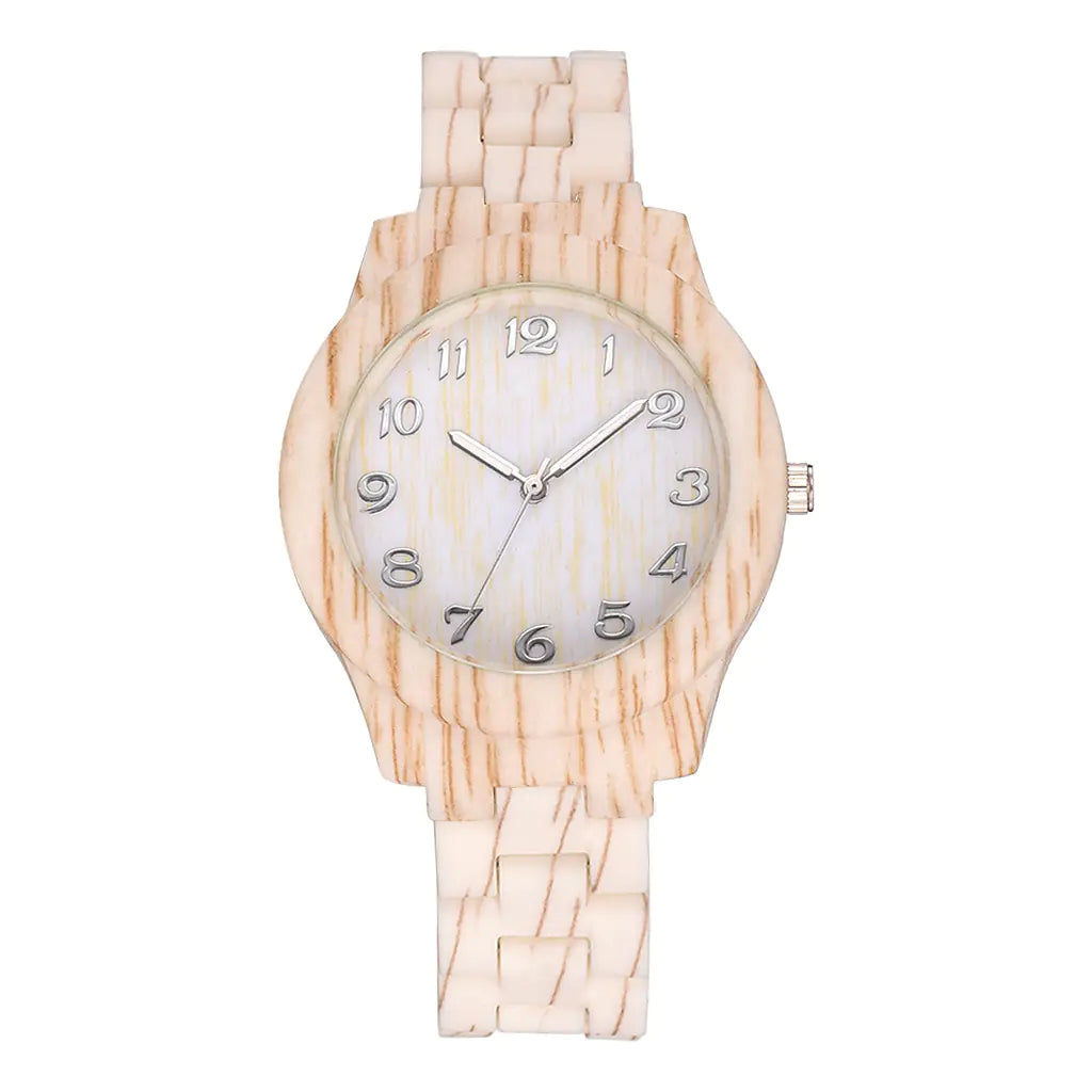 Couple Fashion Quartz Watches with Wood Grain Design