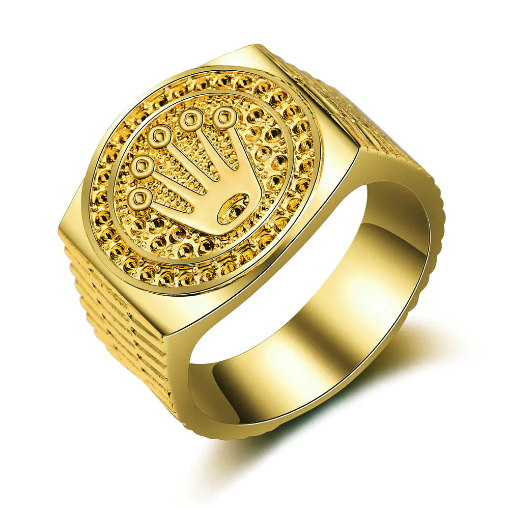 Hip Hop Crown Ring for Men and Women - Gold Plated