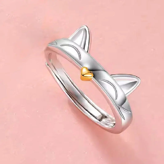 Cute Cat Couple Rings Set
