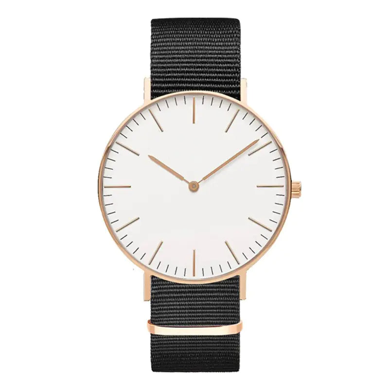 Logo Steel Band Quartz Watch for Men - Slim Rose Gold