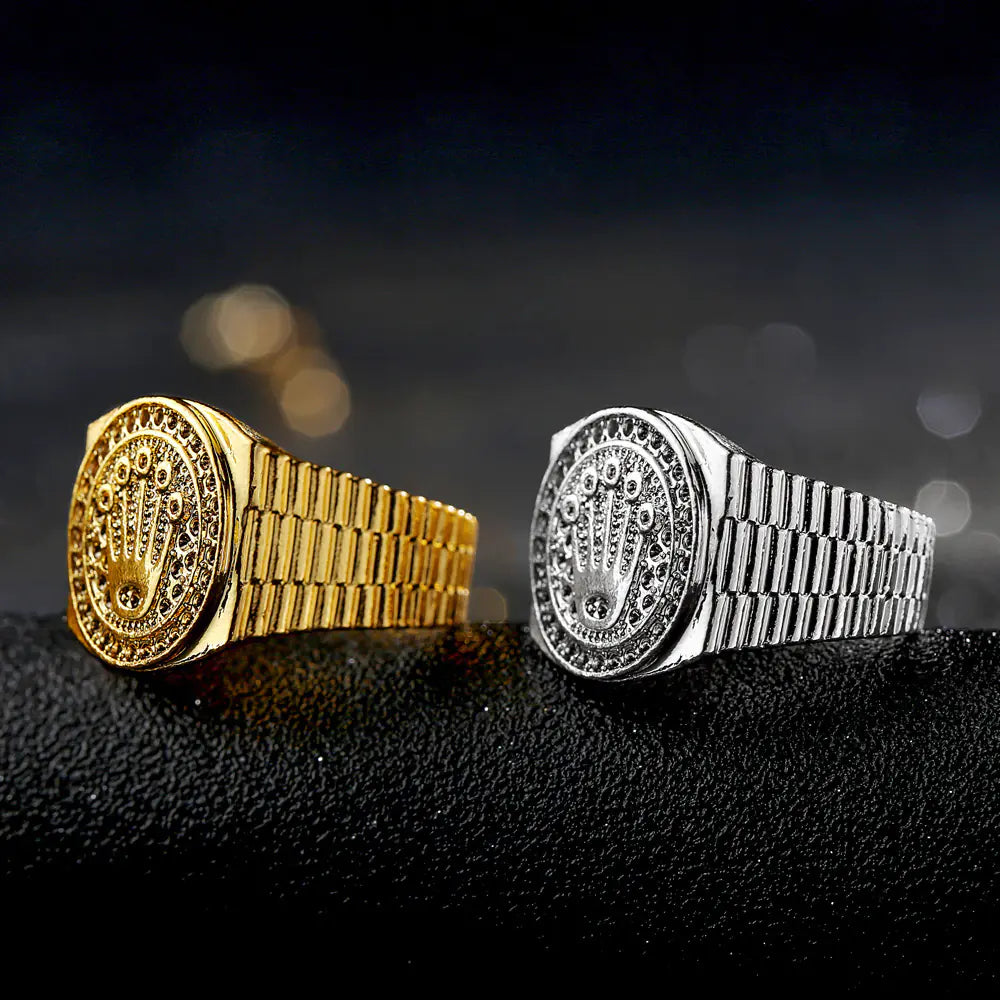 Hip Hop Crown Ring for Men and Women - Gold Plated