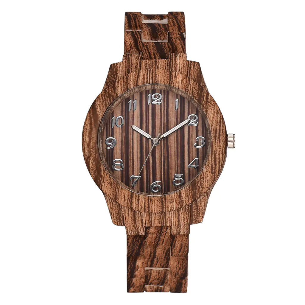 Couple Fashion Quartz Watches with Wood Grain Design