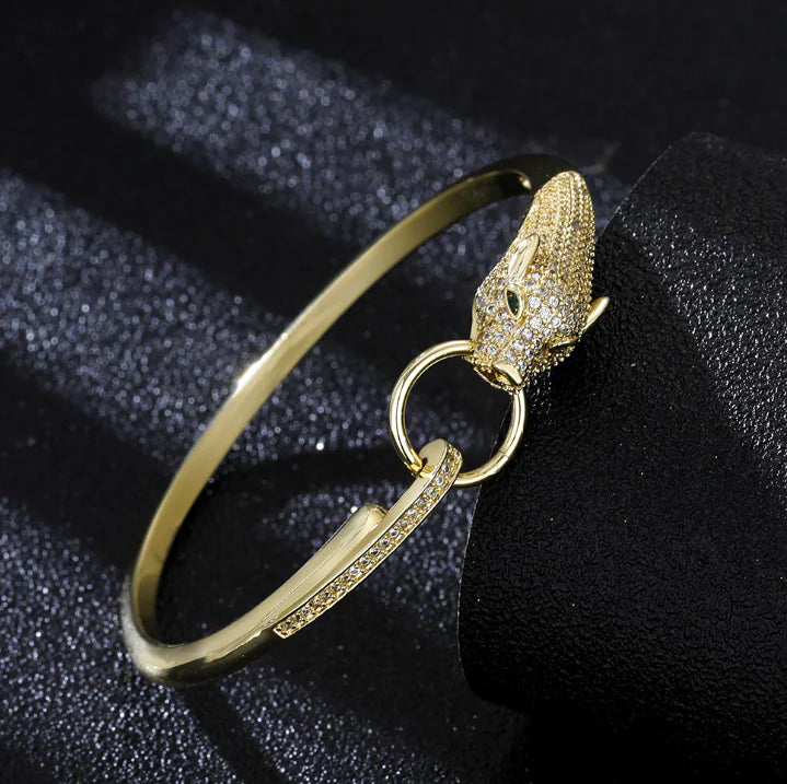 Leopard Diamond Rose Gold Ring Bracelet