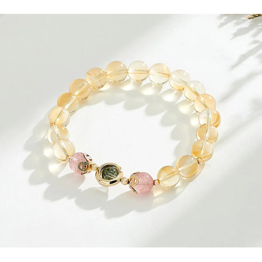Women's Natural Gold Rutilated Quartz Fashion Bracelet