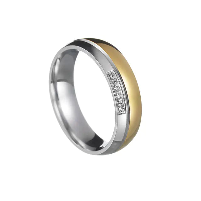 Two-Color Stainless Steel Couple Rings for Engagement