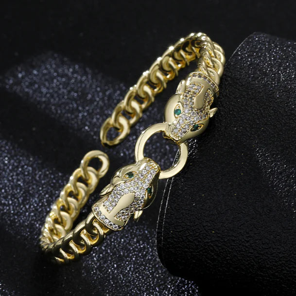 Leopard Diamond Rose Gold Ring Bracelet