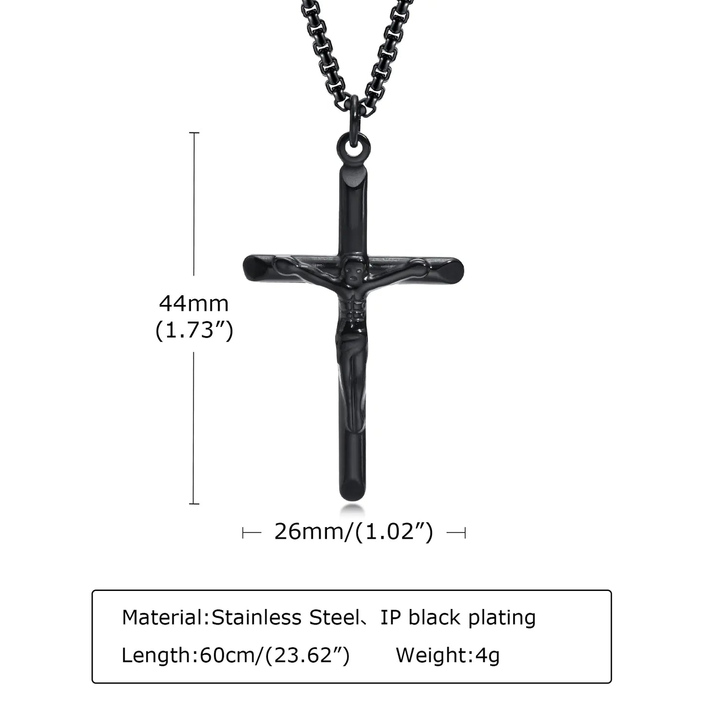 Titanium Steel Cross Necklace in Black & Gold for Men