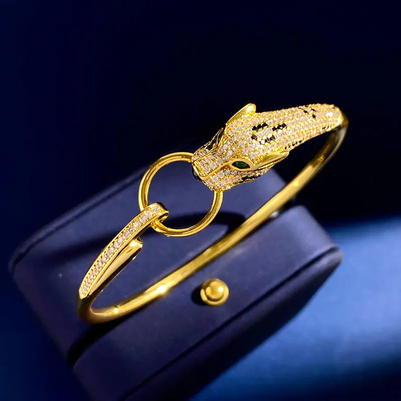 Leopard Diamond Rose Gold Ring Bracelet