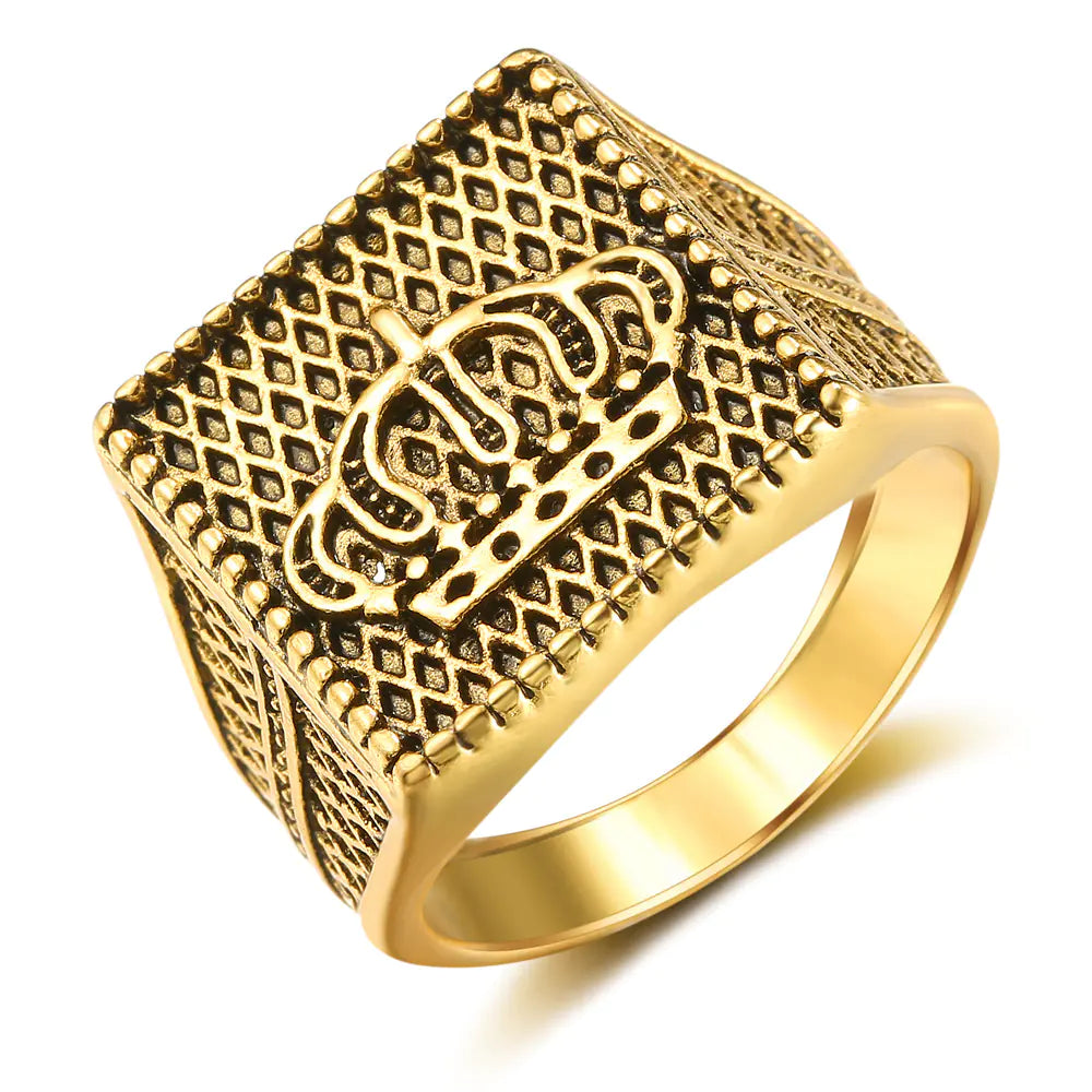 Hip Hop Crown Ring for Men and Women - Gold Plated