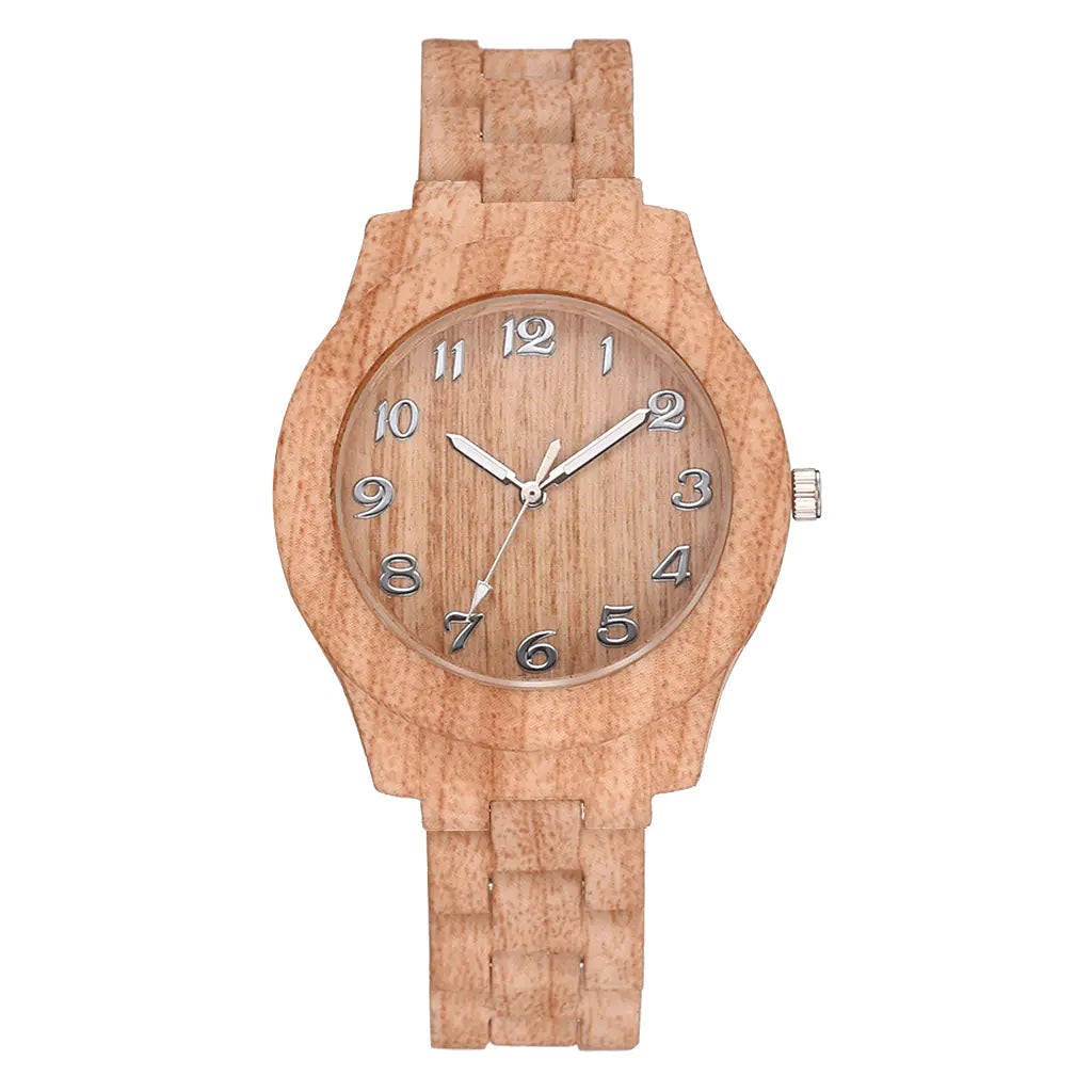 Couple Fashion Quartz Watches with Wood Grain Design