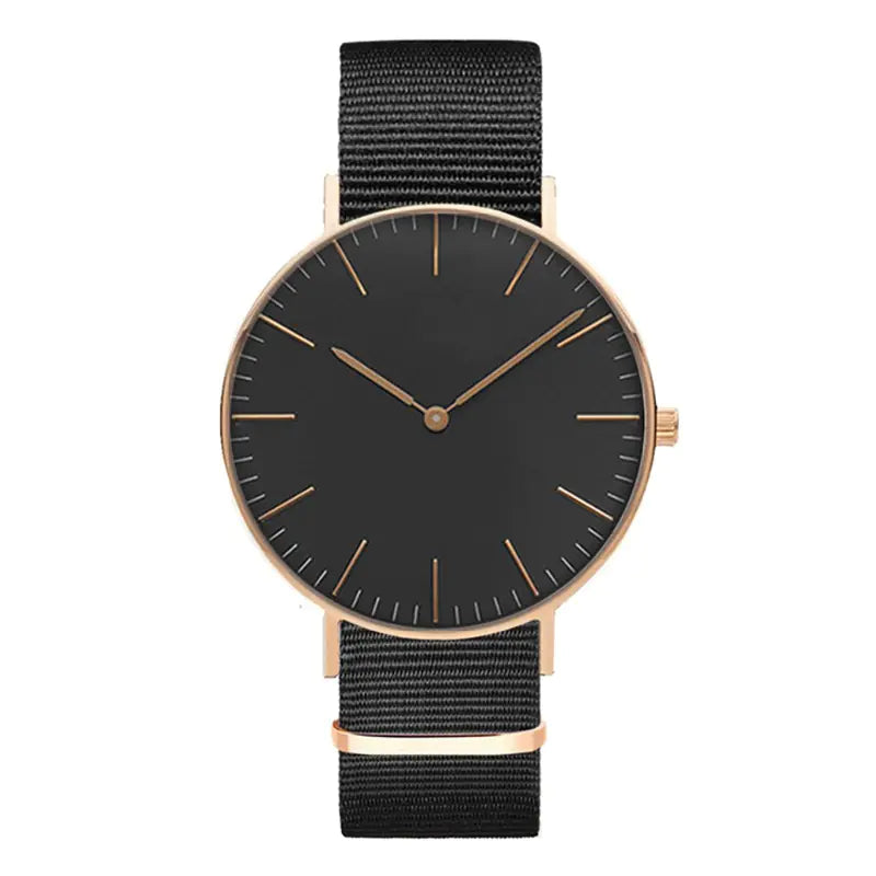 Logo Steel Band Quartz Watch for Men - Slim Rose Gold