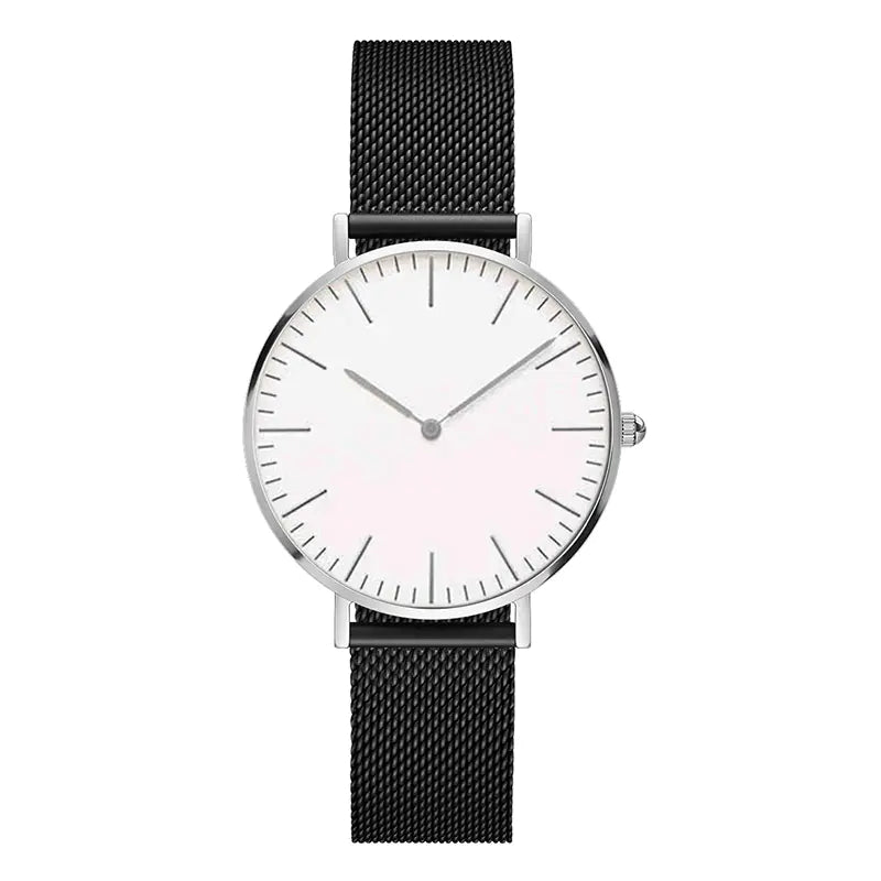 Logo Steel Band Quartz Watch for Men - Slim Rose Gold