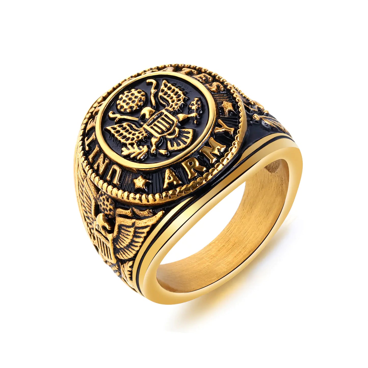Gold Military Eagle Ring for Men - Stainless Steel