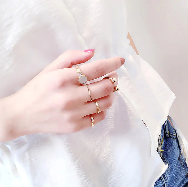 Geometric Ring Set for Women - Versatile Finger Rings