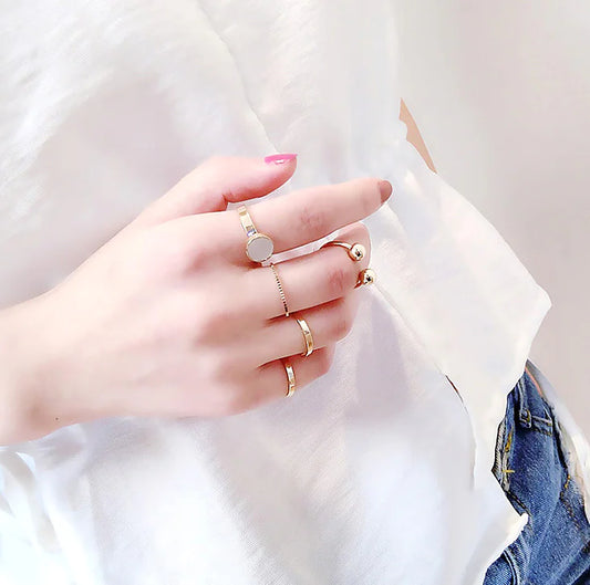 Geometric Ring Set for Women - Versatile Finger Rings