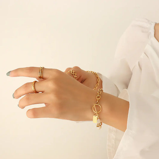 Pearl Gold Square Bracelet for Christmas