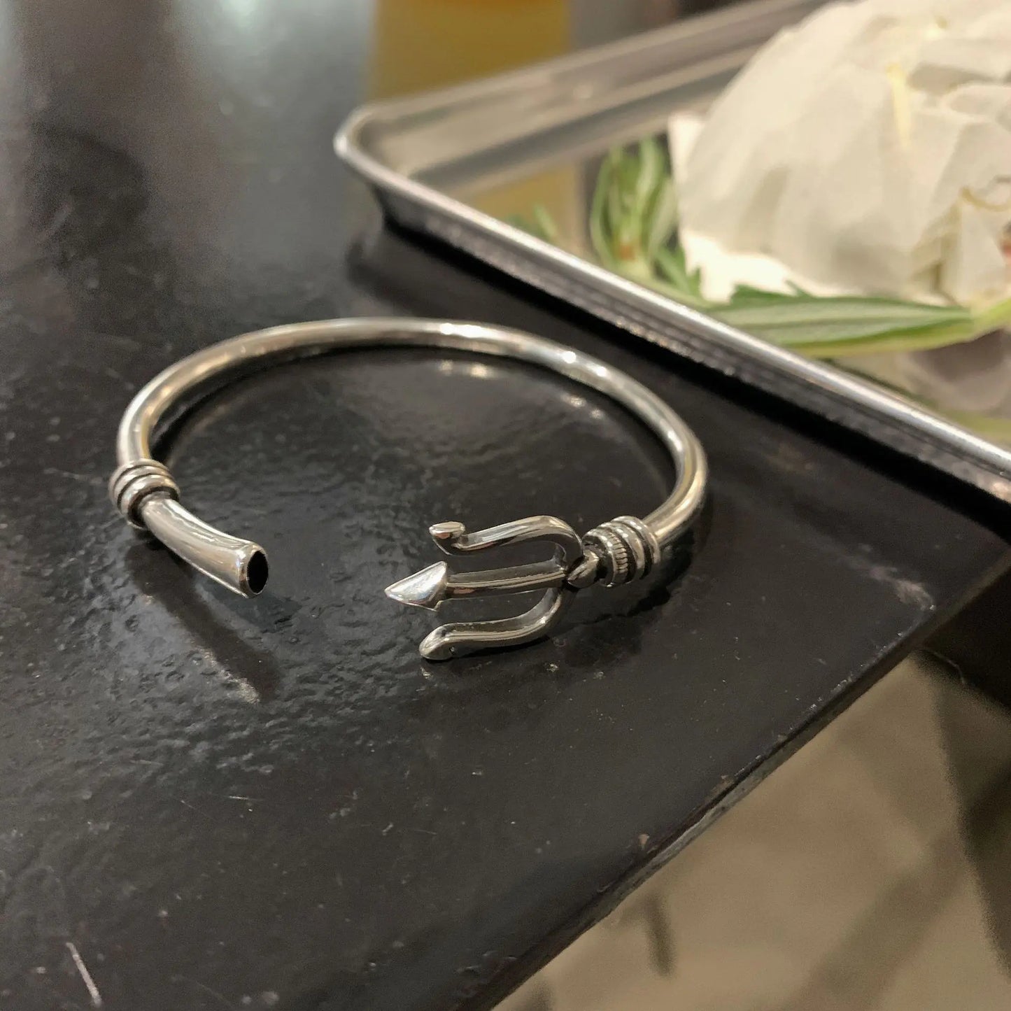 Silver Retro Bangle Bracelet