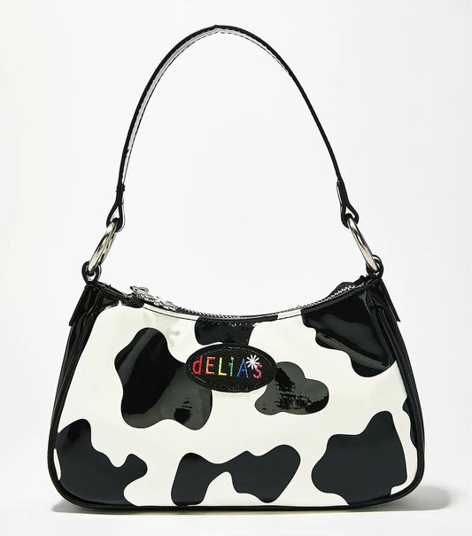 Vintage Cow Print Baguette Bag - Stylish Tote Handbag