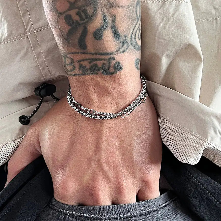 Double Layer Titanium Steel Bracelet for Men