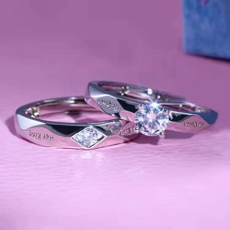 Open Mouth White Gold Plated Couple Rings for Him & Her