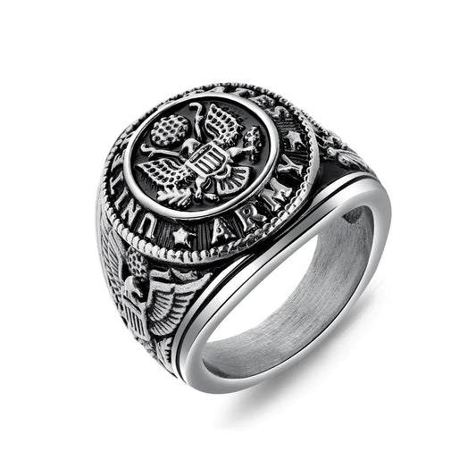 Gold Military Eagle Ring for Men - Stainless Steel