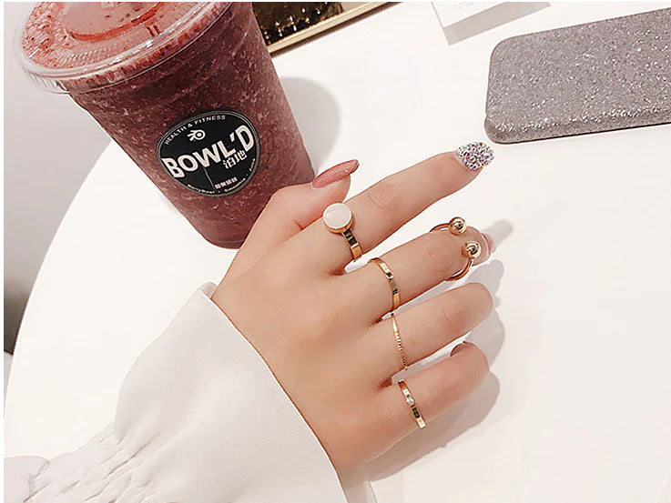 Geometric Ring Set for Women - Versatile Finger Rings