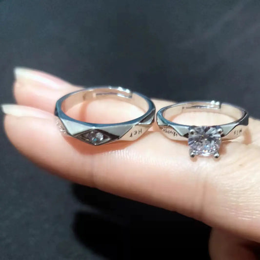 Open Mouth White Gold Plated Couple Rings for Him & Her