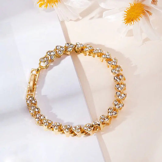 Heart-shaped Diamond Gold & Silver Plated Bracelet