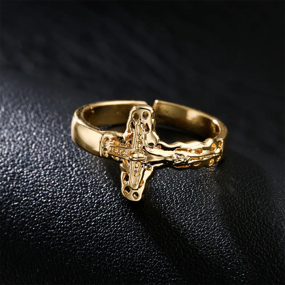 18K Gold Plated Geometric Open Ring for Men & Women