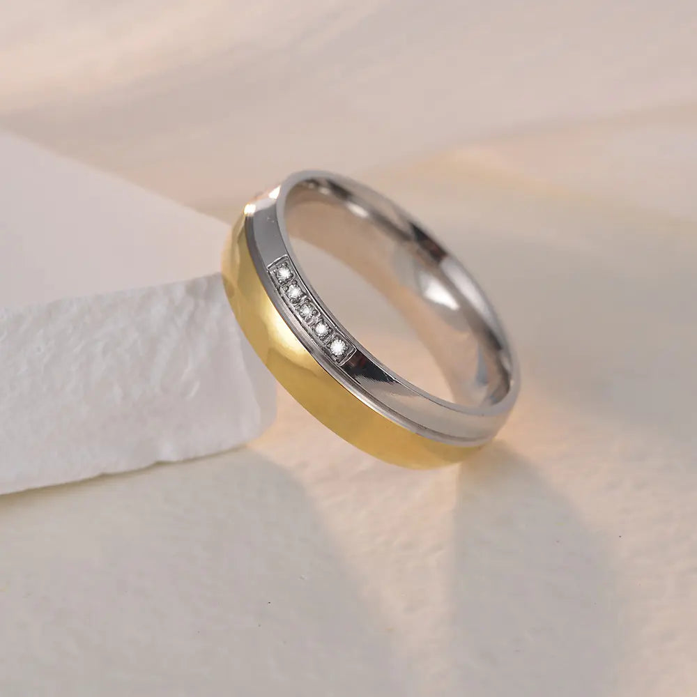 Two-Color Stainless Steel Couple Rings for Engagement
