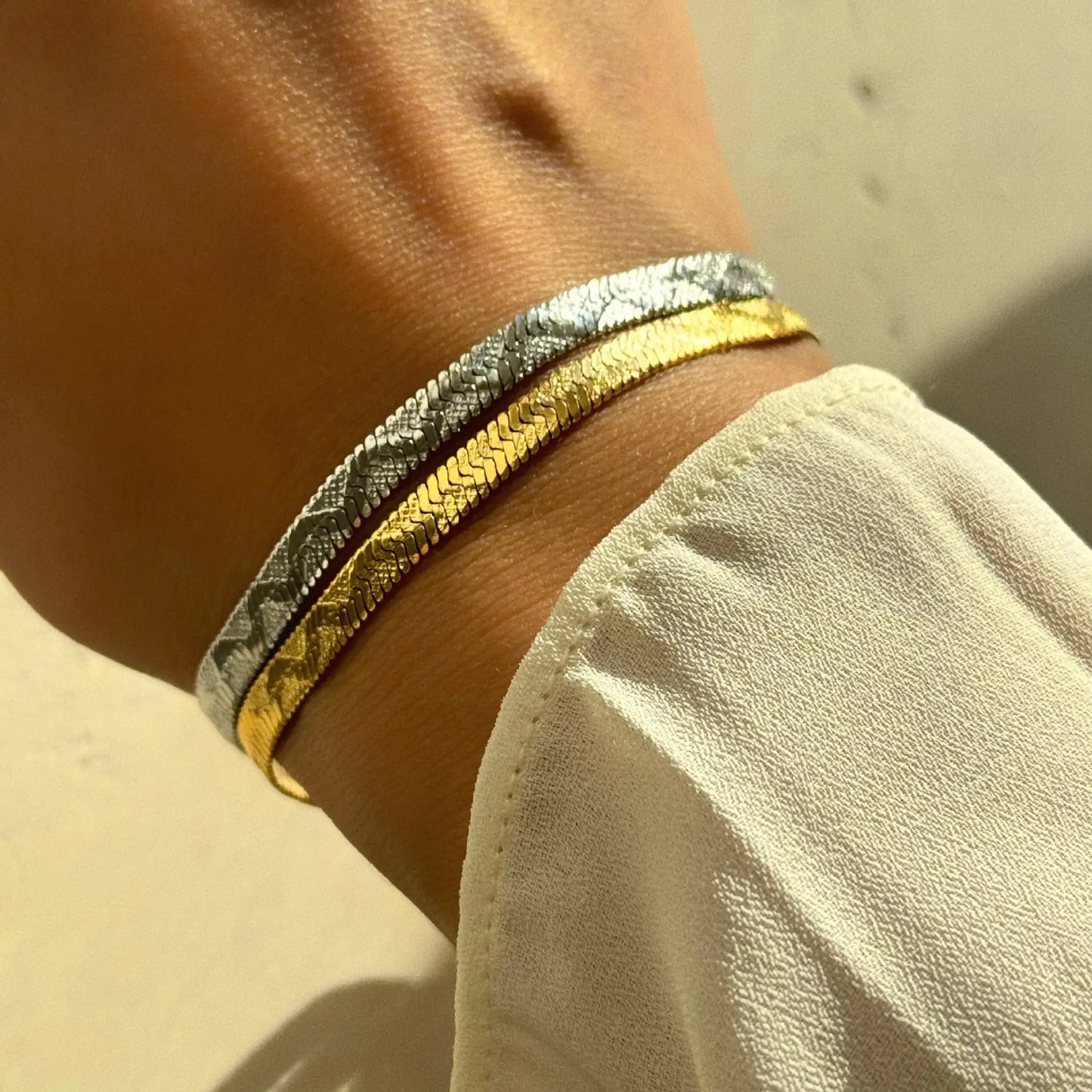 Embossed Gold and Silver Bracelet Set