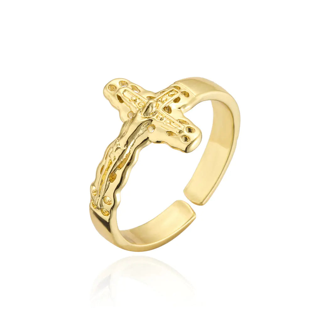 18K Gold Plated Geometric Open Ring for Men & Women