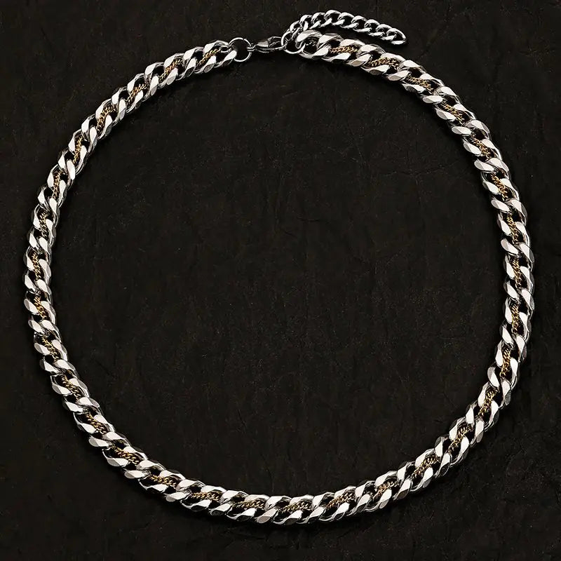 Titanium Steel Gold Cuban Necklace for Men - Trendy Design