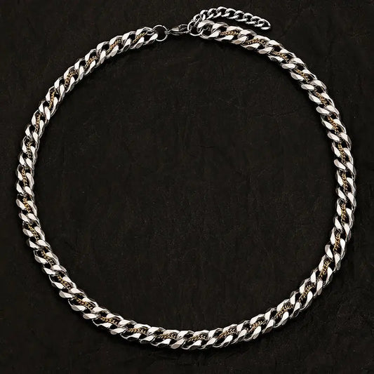 Titanium Steel Gold Cuban Necklace for Men - Trendy Design