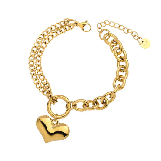 Retro Love Gold Minimalist Bracelet for Women