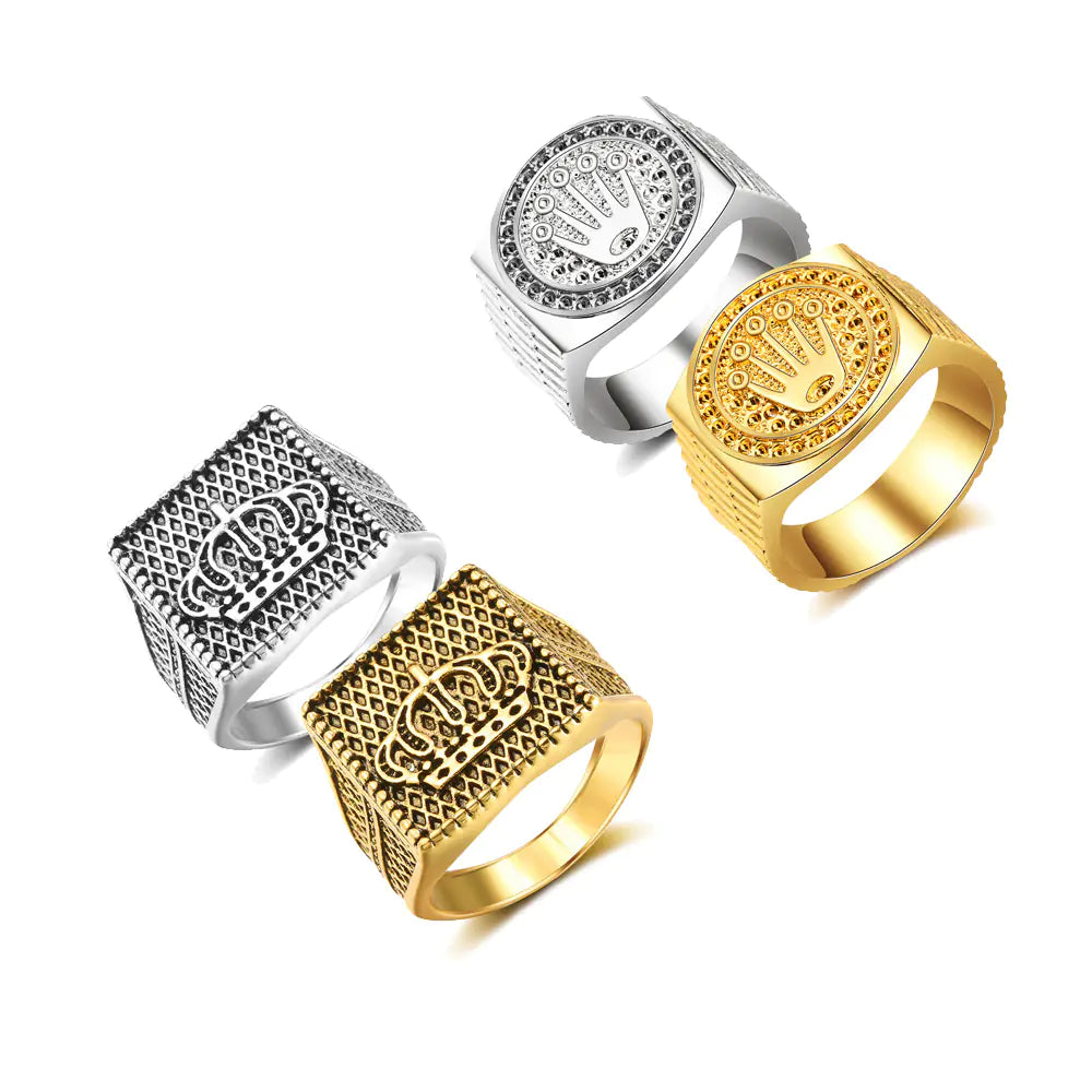 Hip Hop Crown Ring for Men and Women - Gold Plated
