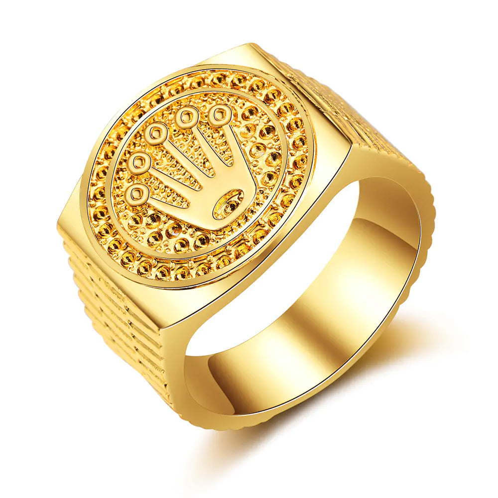Hip Hop Crown Ring for Men and Women - Gold Plated