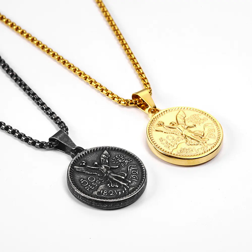 50 Peso Gold Coin Pendant Necklace for Men and Women
