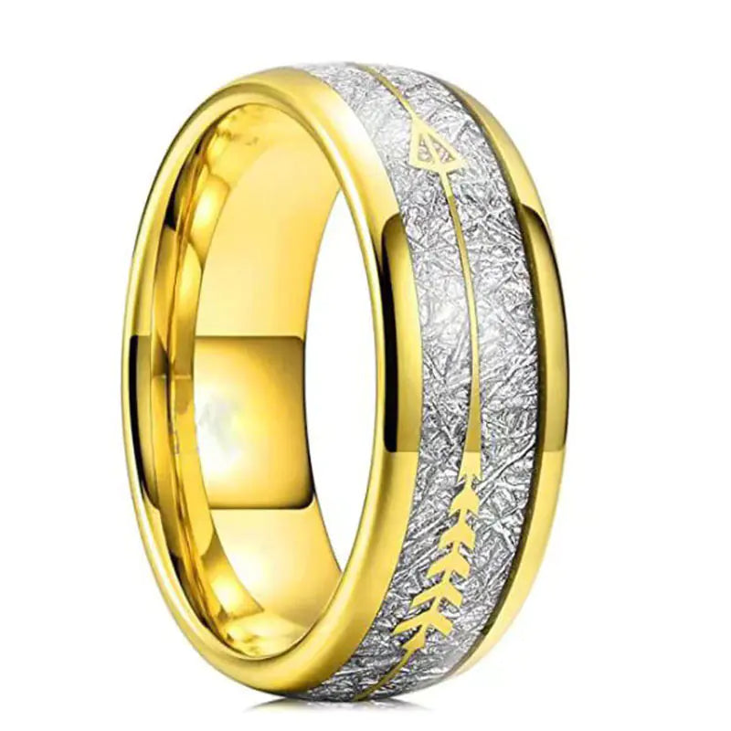 Two-Color Polished Gold Ring for Men and Women