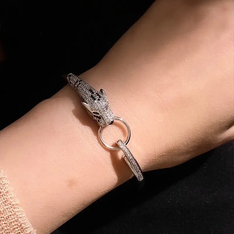 Leopard Diamond Rose Gold Ring Bracelet